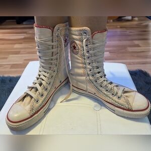 Vintage CONVERSE All Star X-High Tops Embroidered Seams Canvas Sneakers S 6